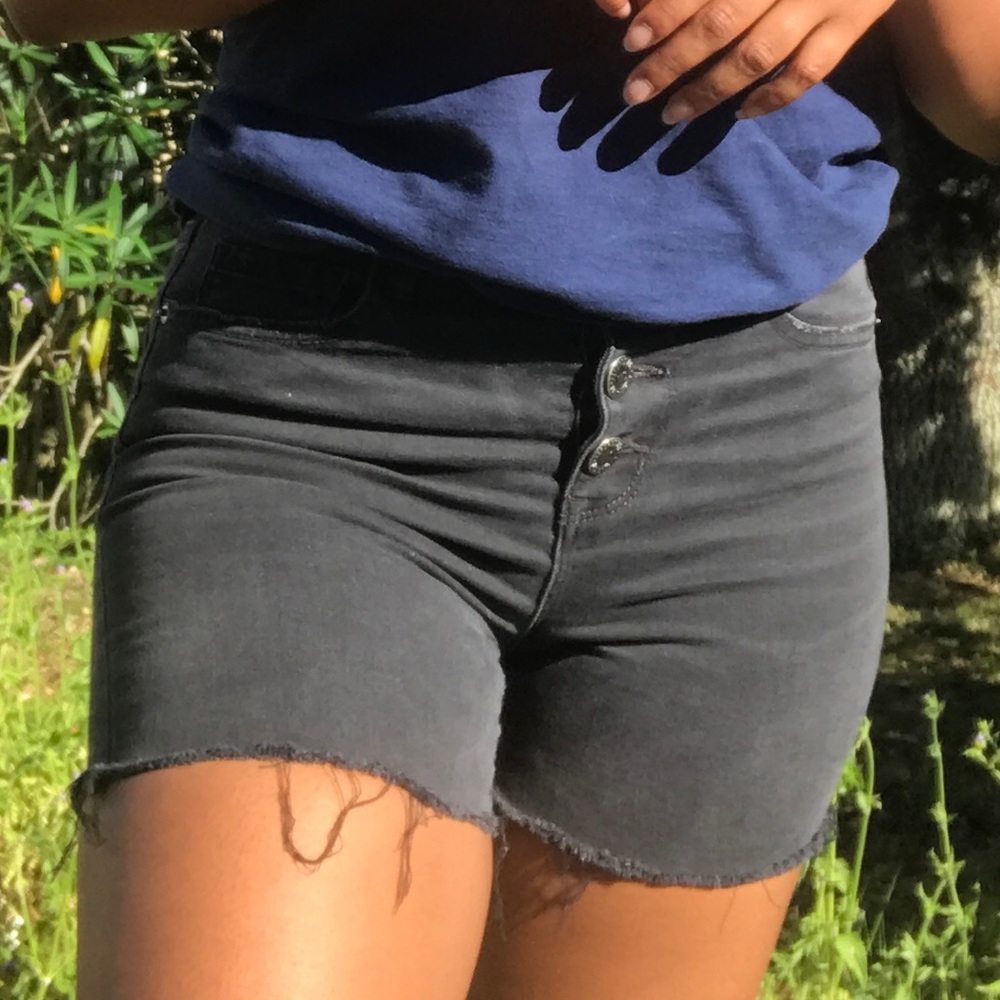High waisted distressed shorts